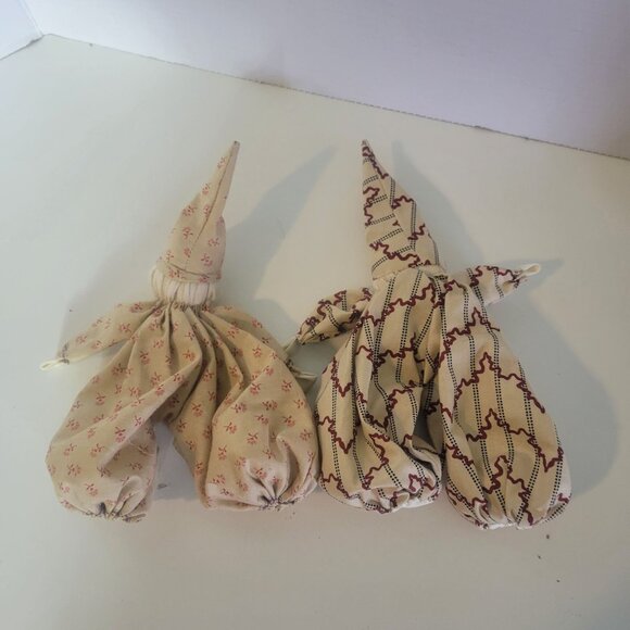 Vintage Whimsical Handmade Cloth Clown Dolls with Red Accents Set Of 2 - Picture 5 of 5